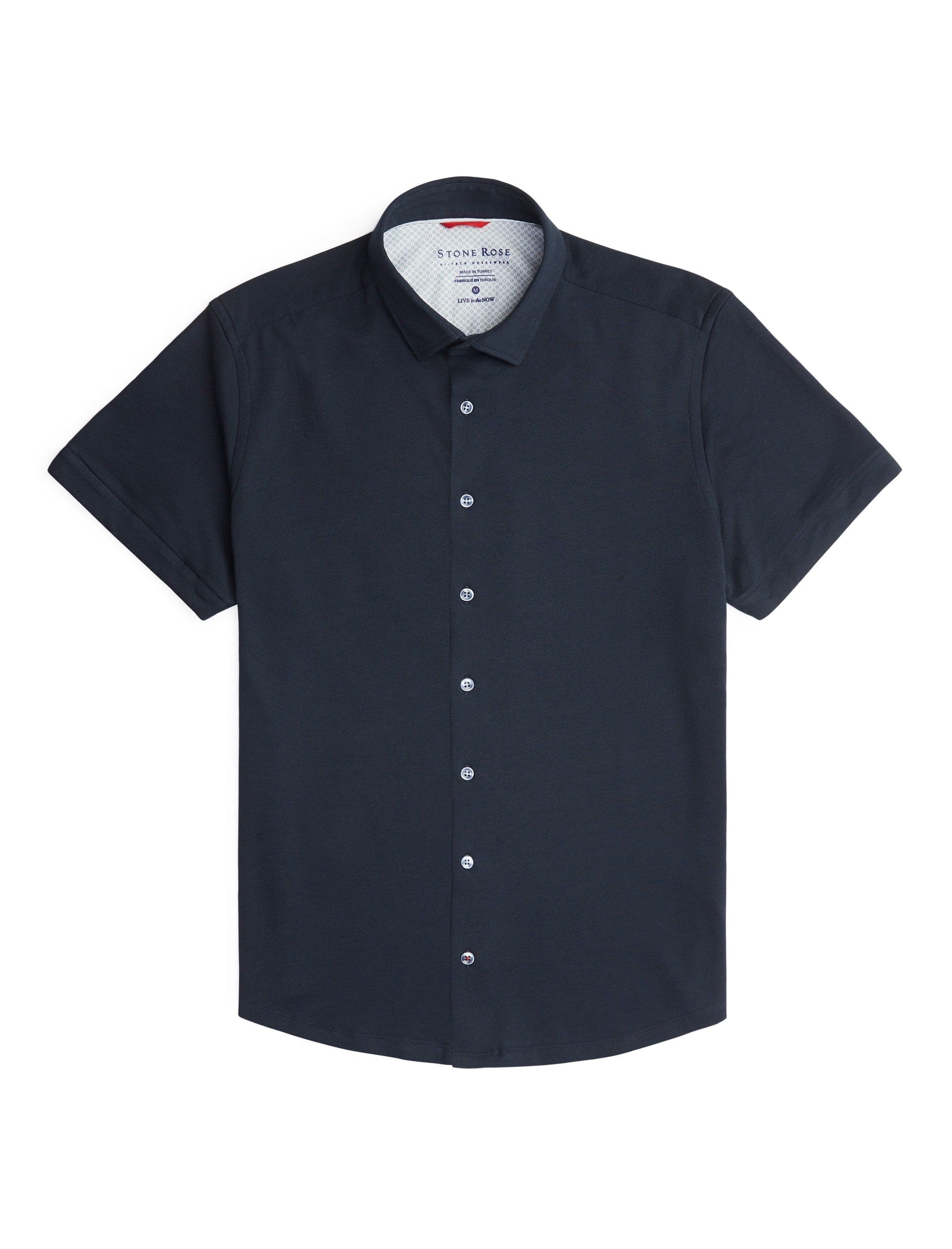 Navy Solid Short Sleeve Shirt