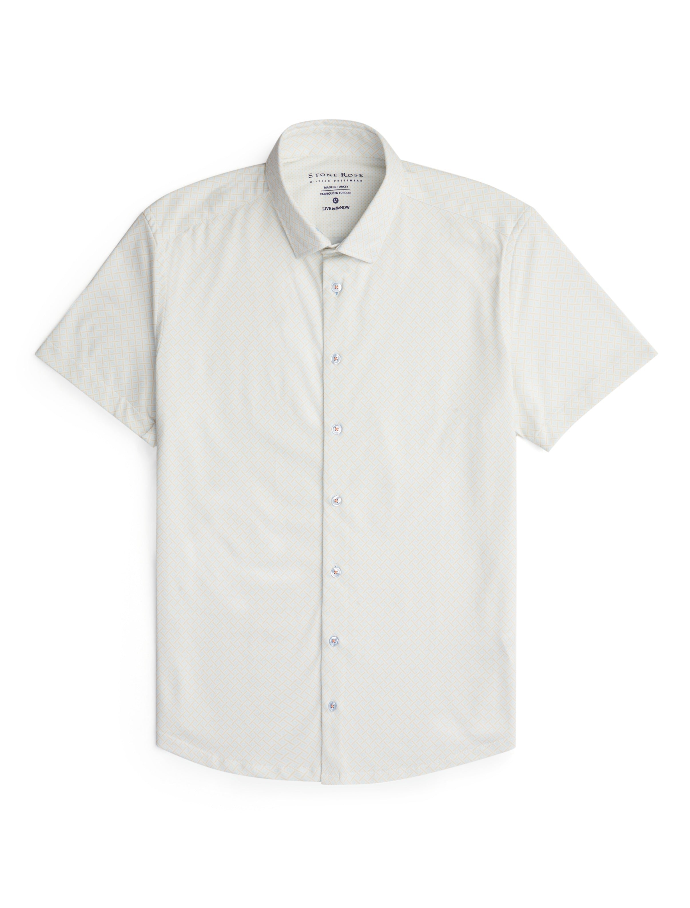 White Square Short Sleeve Print Shirt