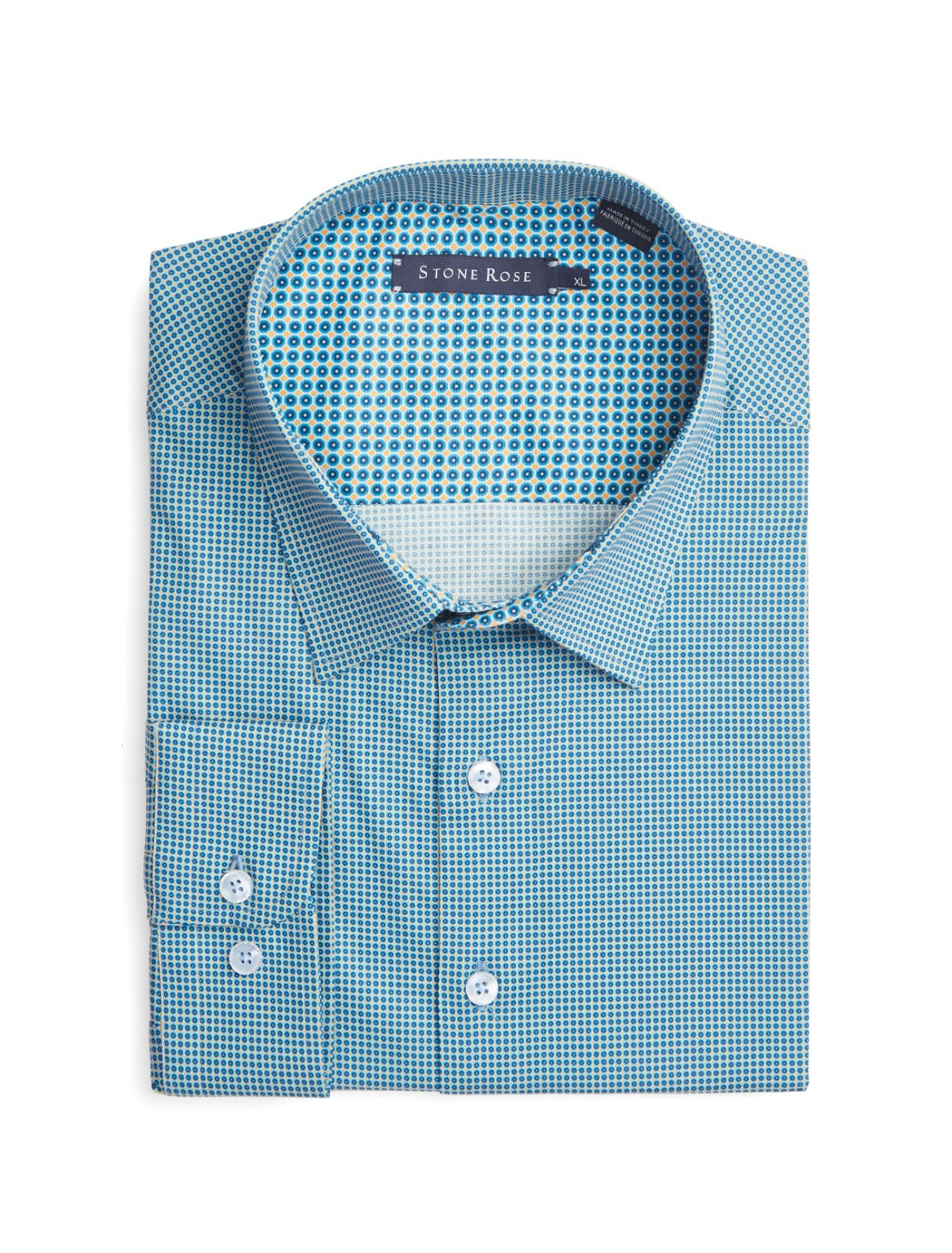 Blue Micro Geometric Print Woven Shirt