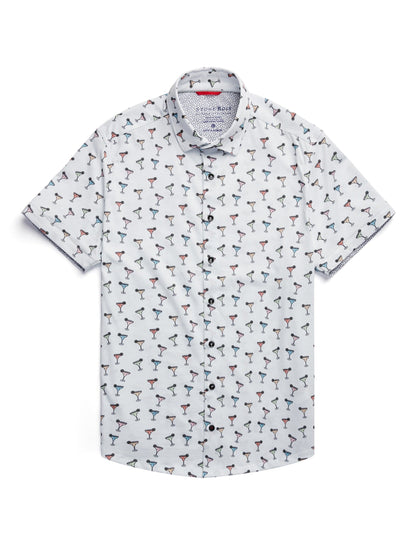 White Margarita Short Sleeve Print Shirt