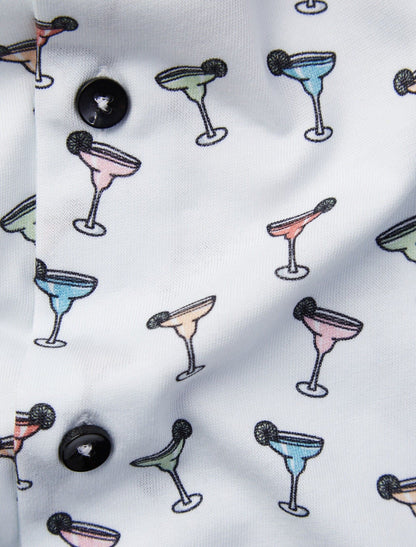 White Margarita Short Sleeve Print Shirt