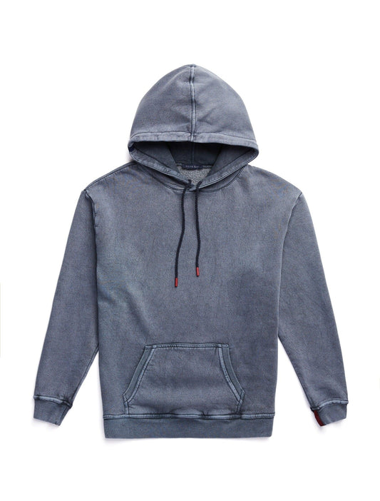 Navy Fleece Acid Wash Hoodie