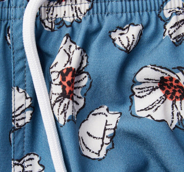 Blue Floral Print Swimshort