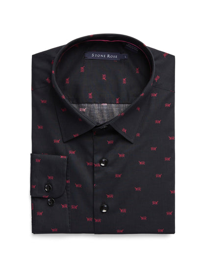 Black Tiger Print Woven Shirt