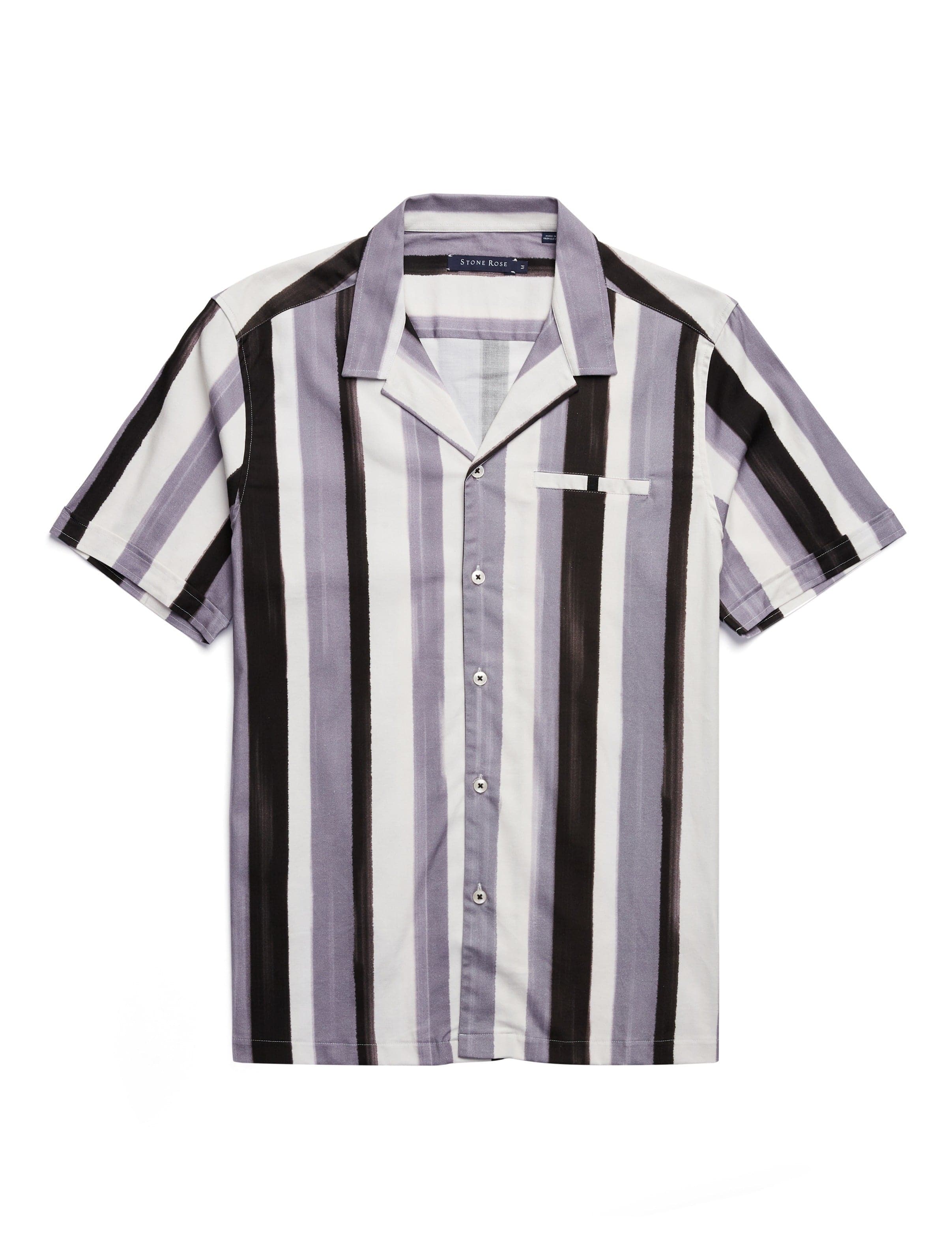 Black Stripped Resort Short Sleeve Shirt