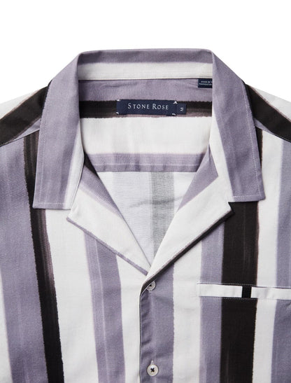 Black Stripped Resort Short Sleeve Shirt