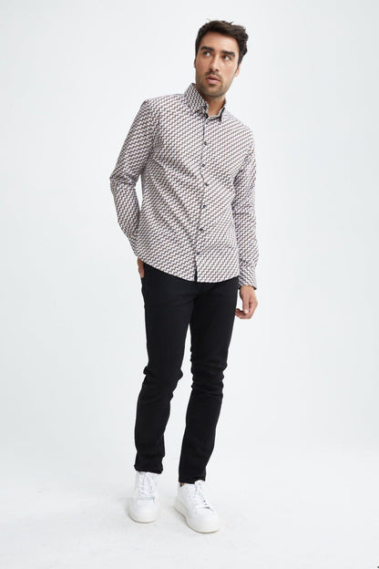 White Scotch Print Woven Shirt