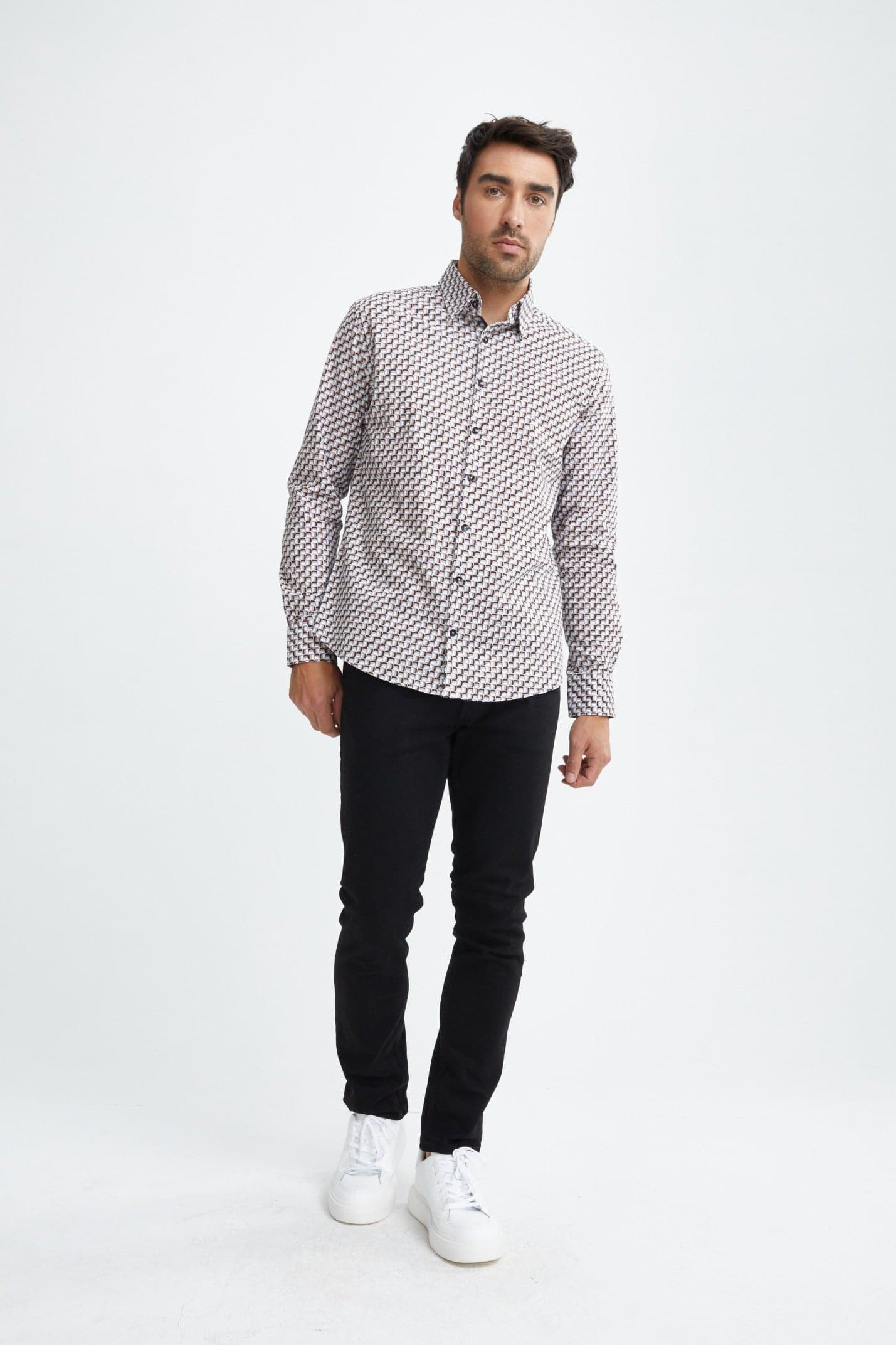 White Scotch Print Woven Shirt