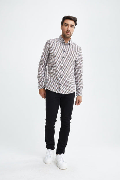 White Scotch Print Woven Shirt