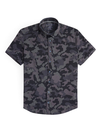 Black Camo Short Sleeve Print Shirt