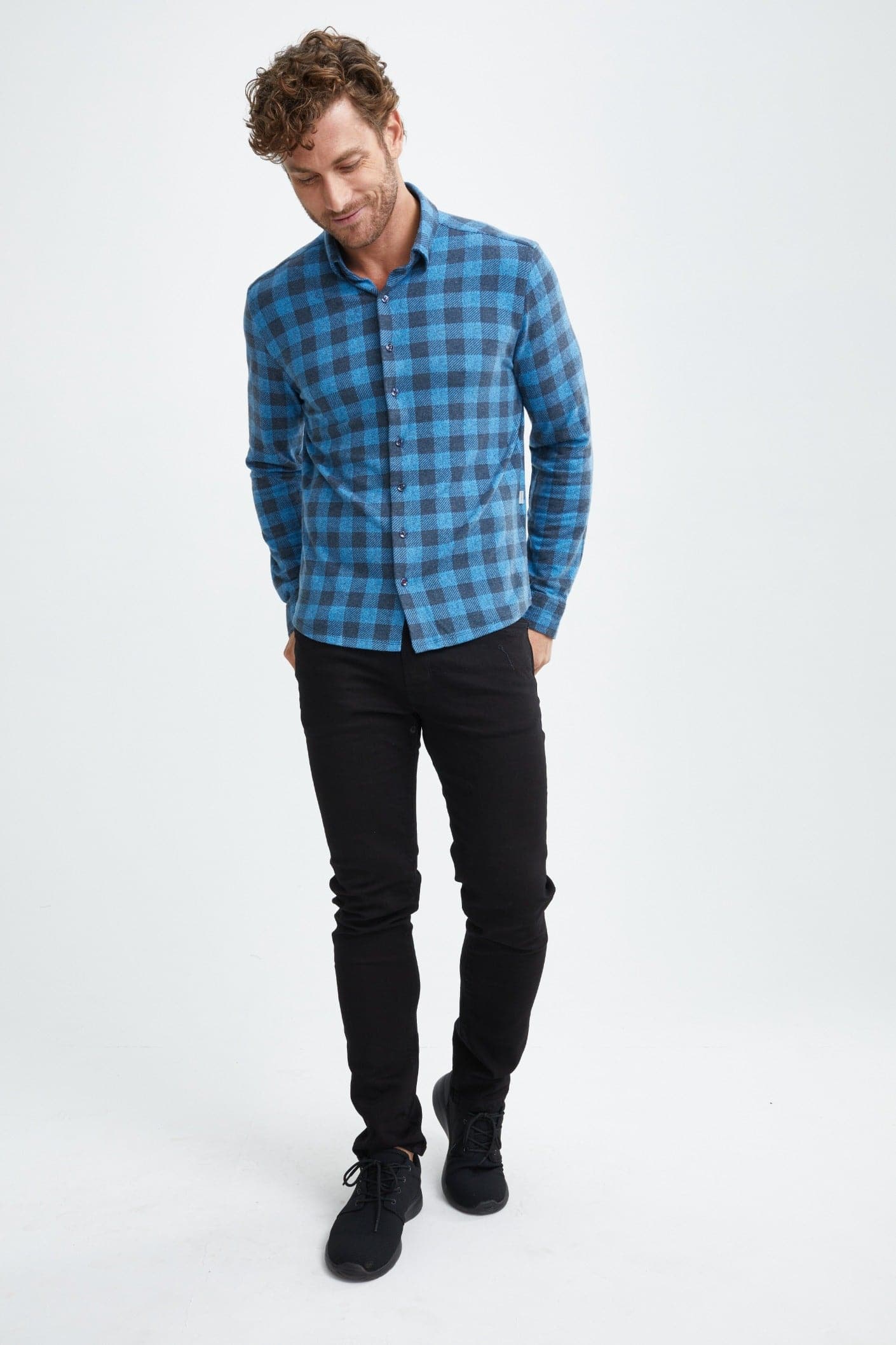 Blue T-Series Fleece Buffalo Check Shirt