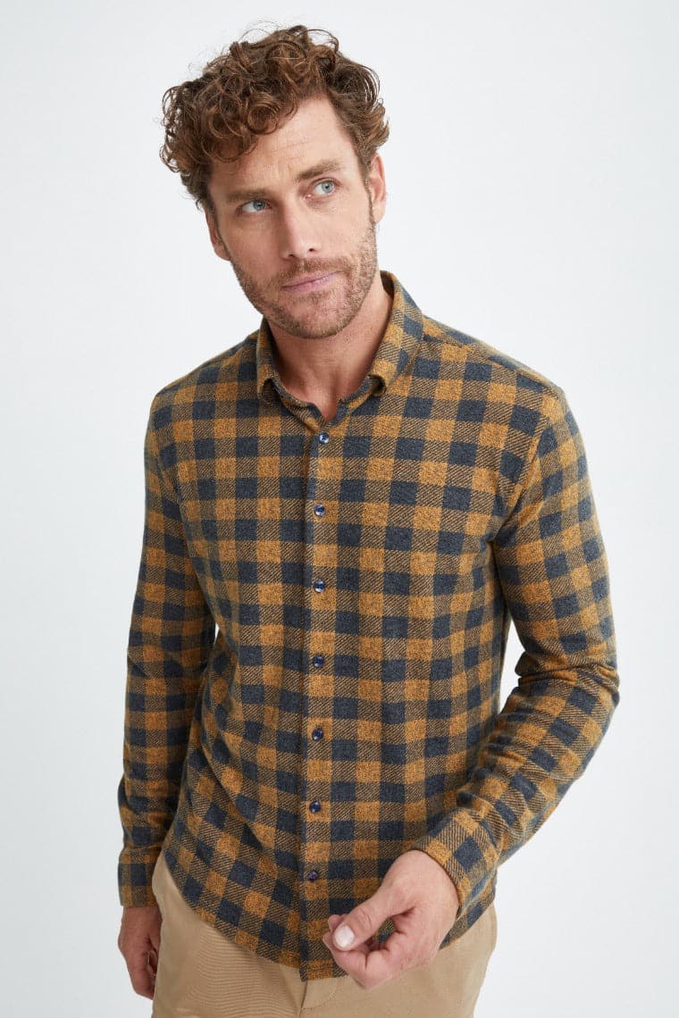 Camel T-Series Fleece Buffalo Check Shirt