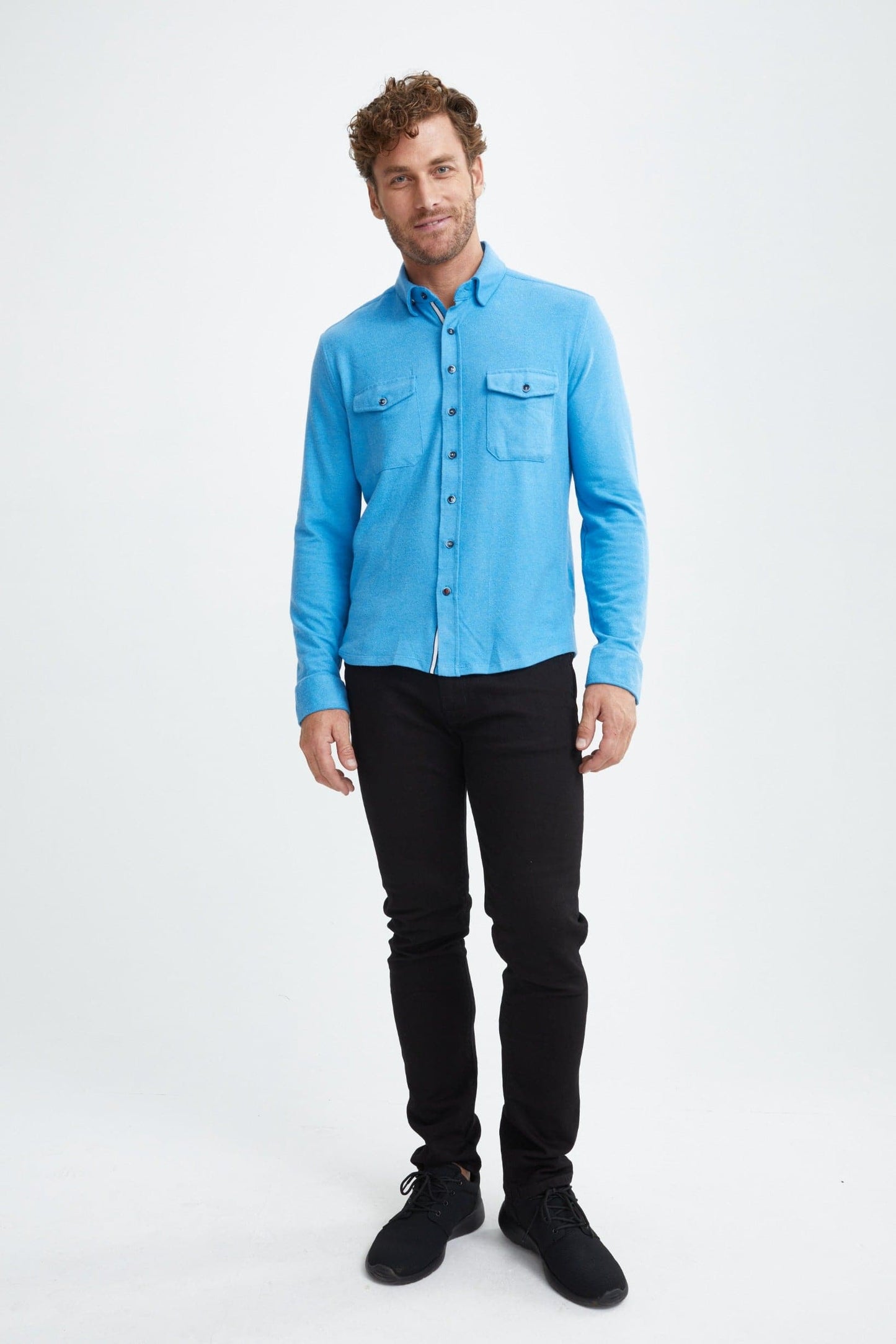 Blue T-Series Solid Fleece Shirt