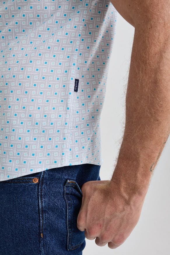 Grey Geometric Square Short Sleeve Shirt