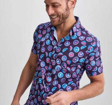 Purple Citrus Short Sleeve Print Shirt