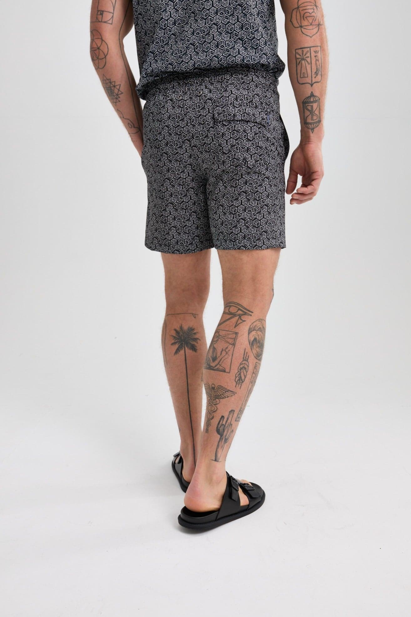 Black Dice Print Swimshort