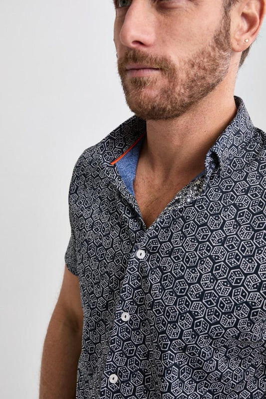 Black Dice Short Sleeve Print Shirt