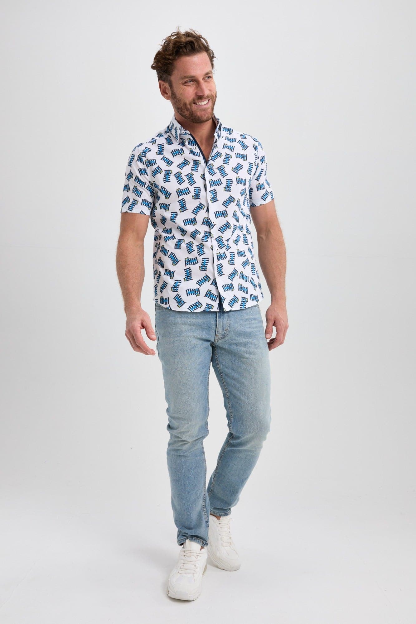 White Lobster Short Sleeve Print Shirt
