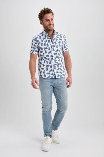 White Lobster Short Sleeve Print Shirt