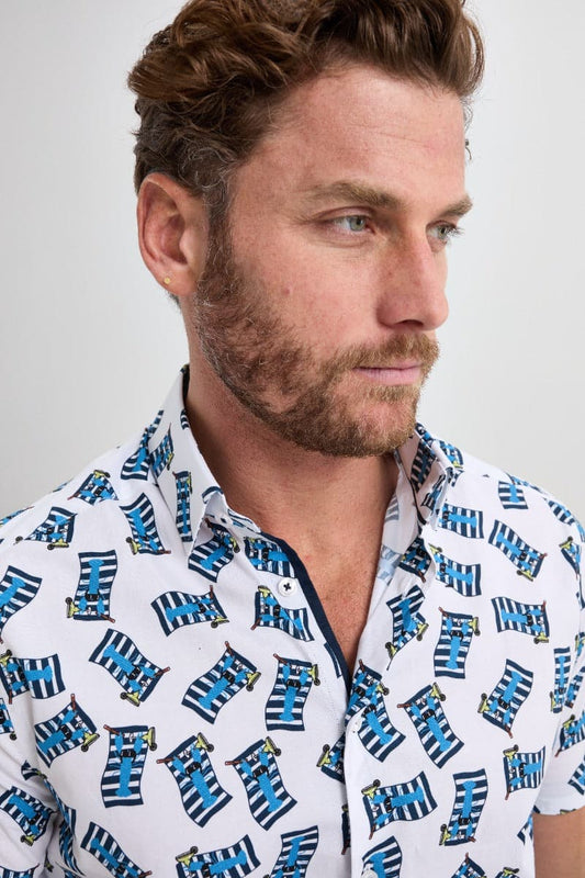 White Lobster Short Sleeve Print Shirt