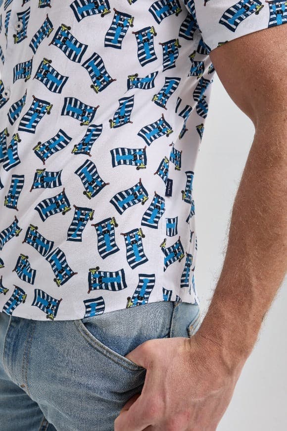 White Lobster Short Sleeve Print Shirt