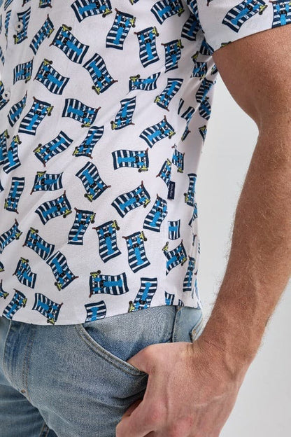 White Lobster Short Sleeve Print Shirt