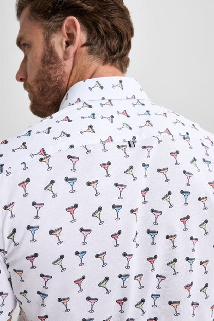 White Margarita Short Sleeve Print Shirt