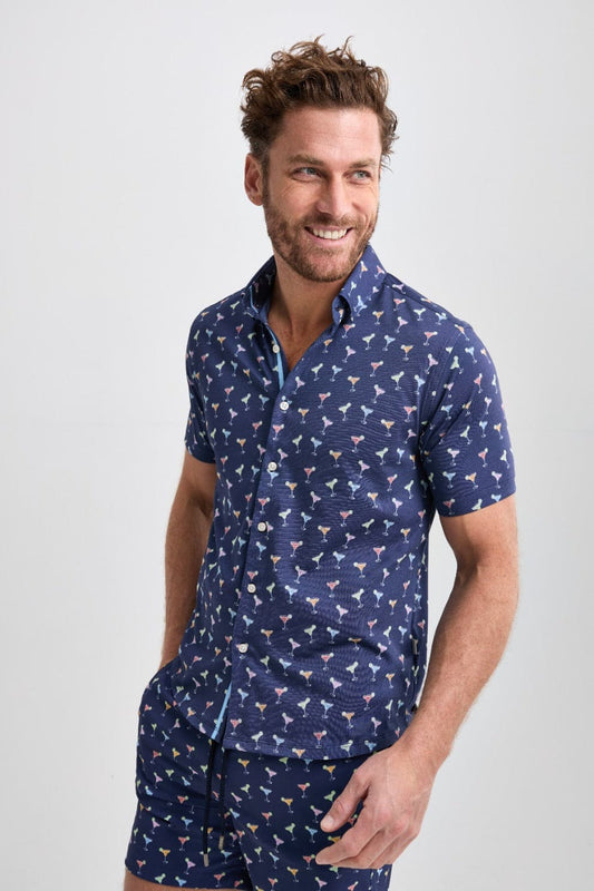 Navy Margarita Short Sleeve Print Shirt