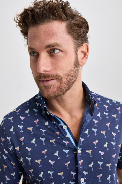 Navy Margarita Short Sleeve Print Shirt