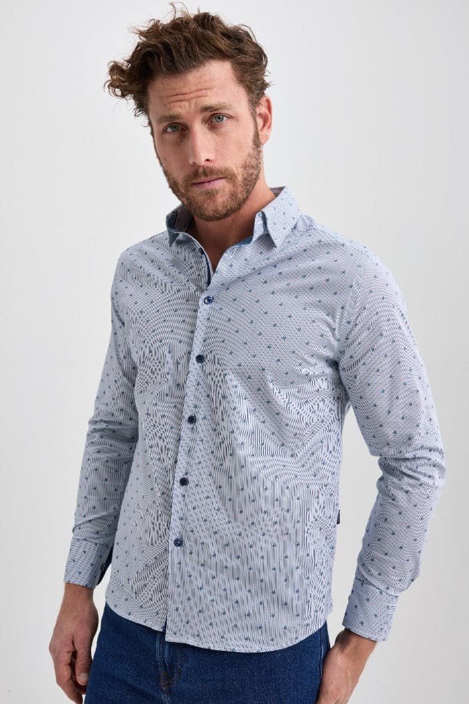 Navy Turtle Long Sleeve Print Shirt