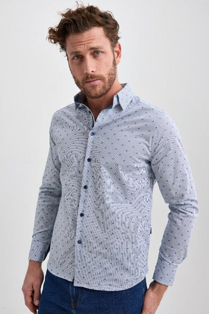 Navy Turtle Long Sleeve Print Shirt