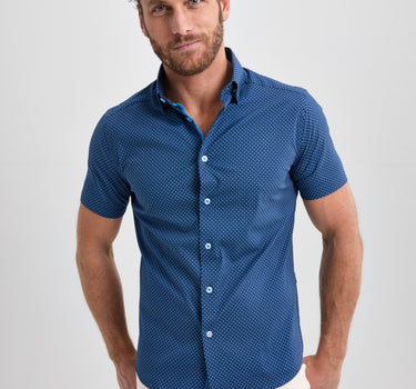 Blue Dot Short Sleeve Print Shirt