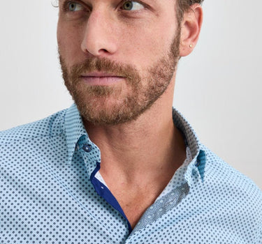 Light Blue Dot Short Sleeve Print Shirt