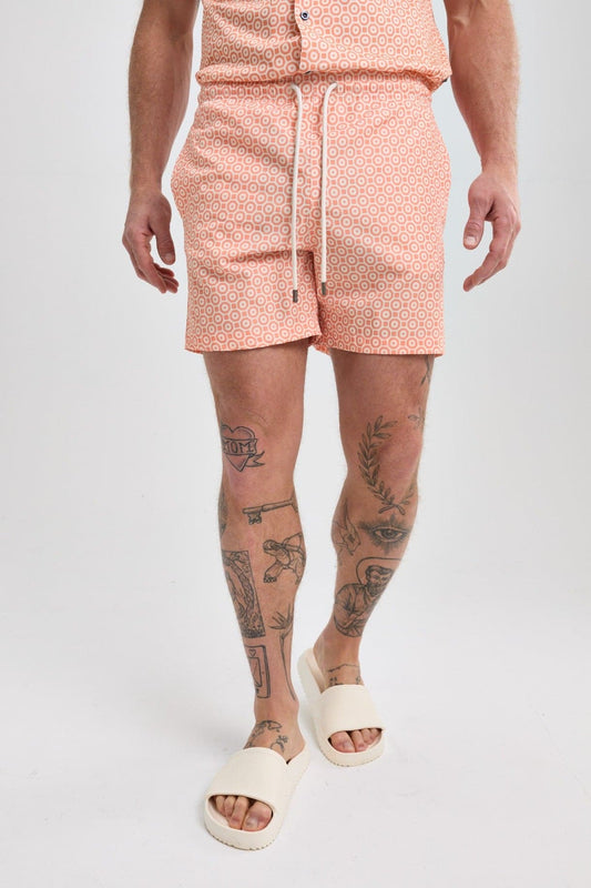 Orange Retro Print Swimshort