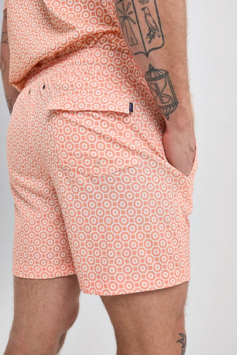 Orange Retro Print Swimshort