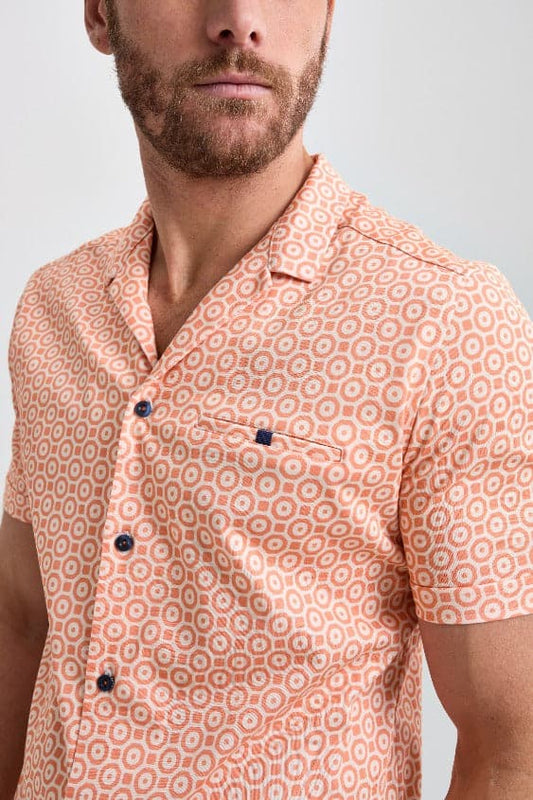 Orange Retro Dry Touch Short Sleeve Print Shirt
