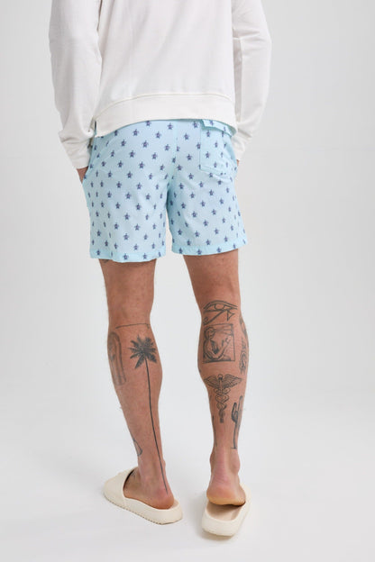 Light Blue Turtle Print Swimshort