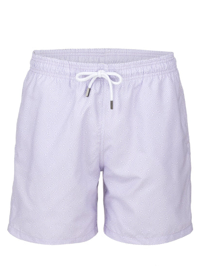 Lavender Geometric Stretch Swim Shorts