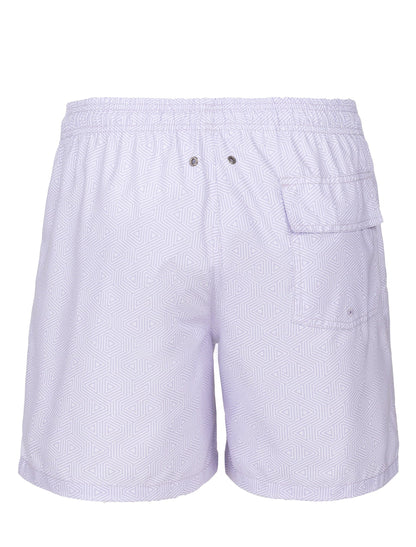 Lavender Geometric Stretch Swim Shorts