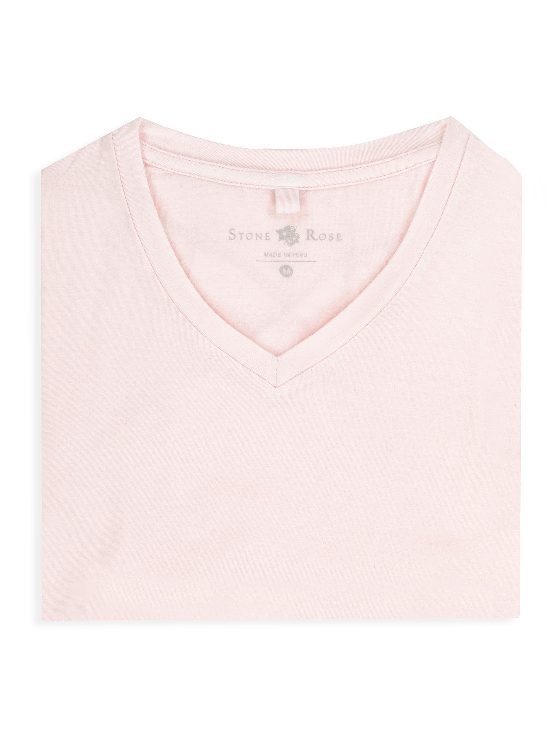 Light Pink V-Neck Modal T-Shirt-Stone Rose