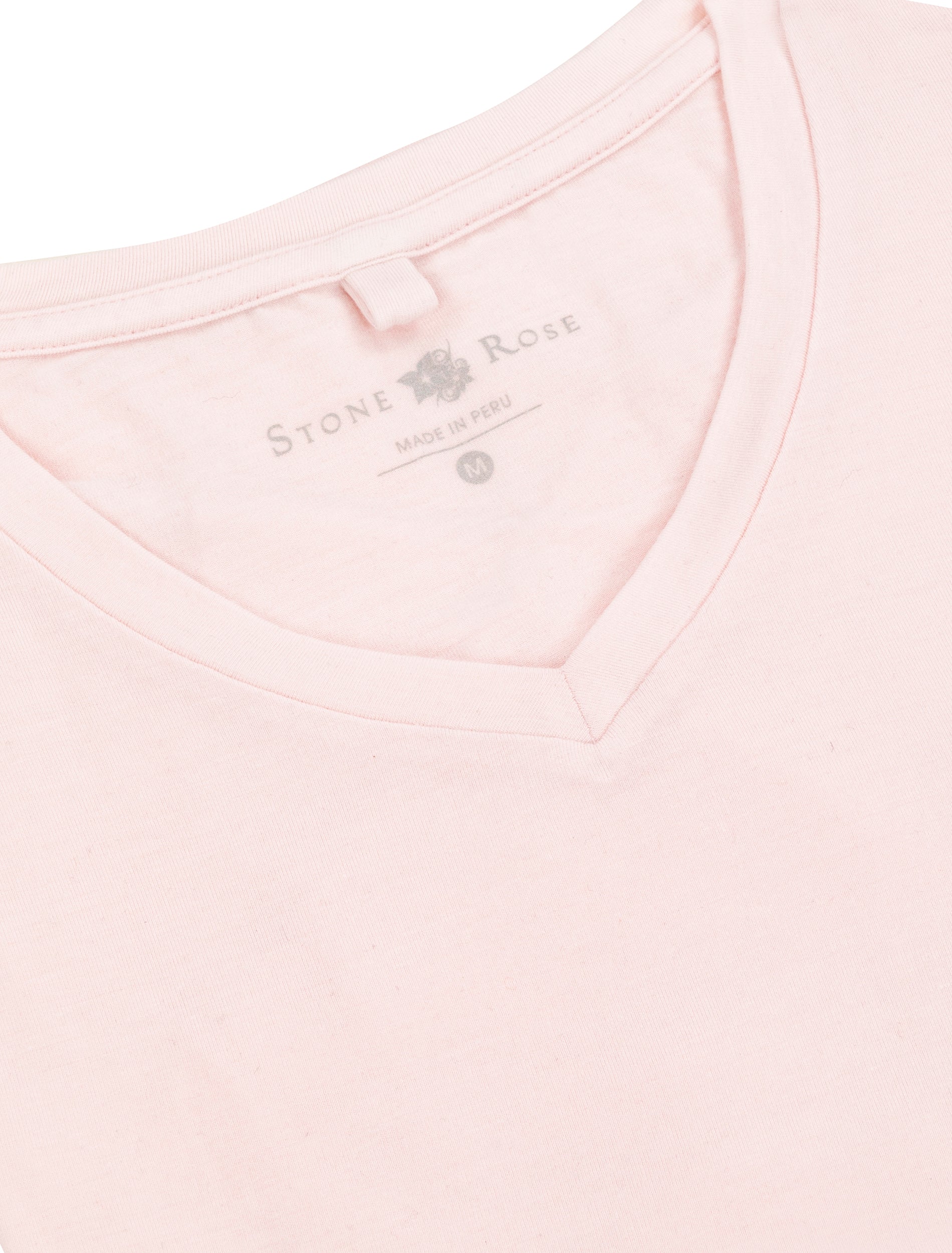 Light Pink V-Neck Modal T-Shirt-Stone Rose