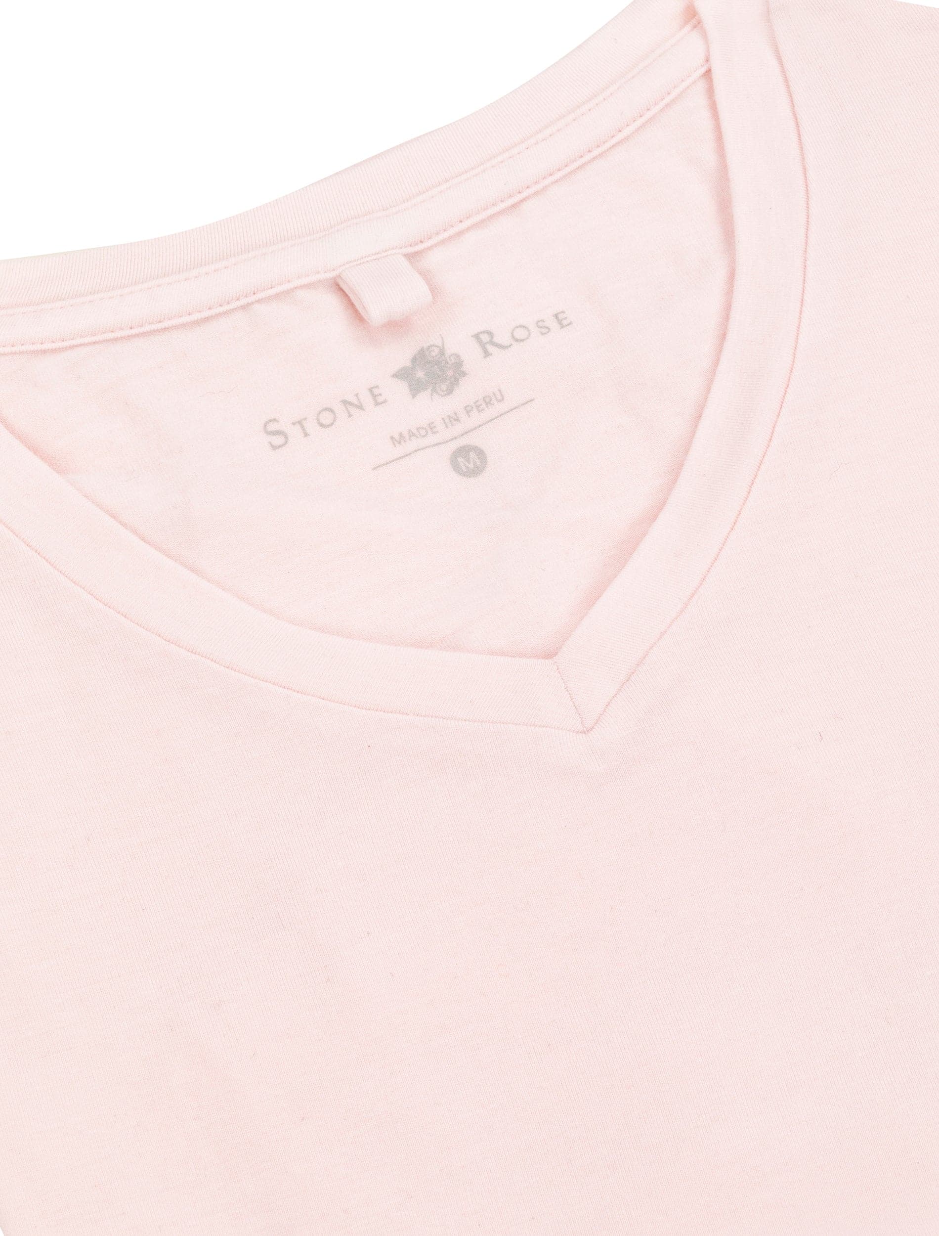 Light Pink V-Neck Modal T-Shirt-Stone Rose