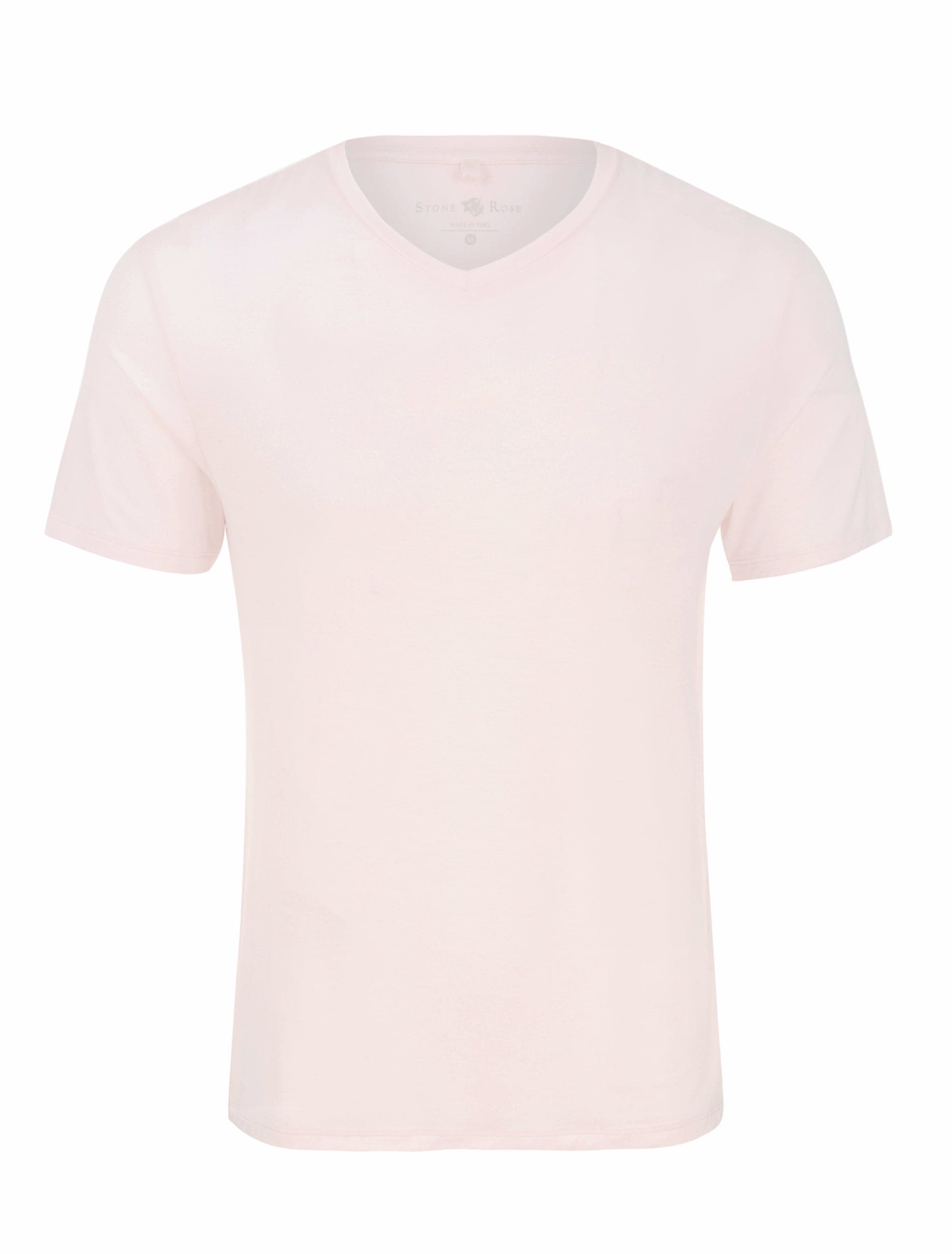 Light Pink V-Neck Modal T-Shirt-Stone Rose