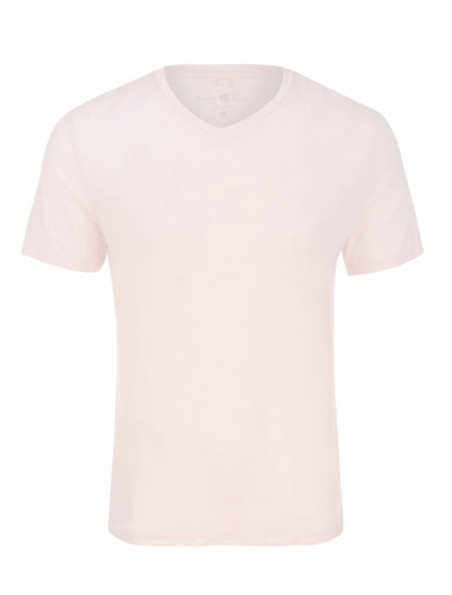 Light Pink V-Neck Modal T-Shirt-Stone Rose