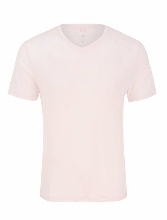 Light Pink V-Neck Modal T-Shirt-Stone Rose