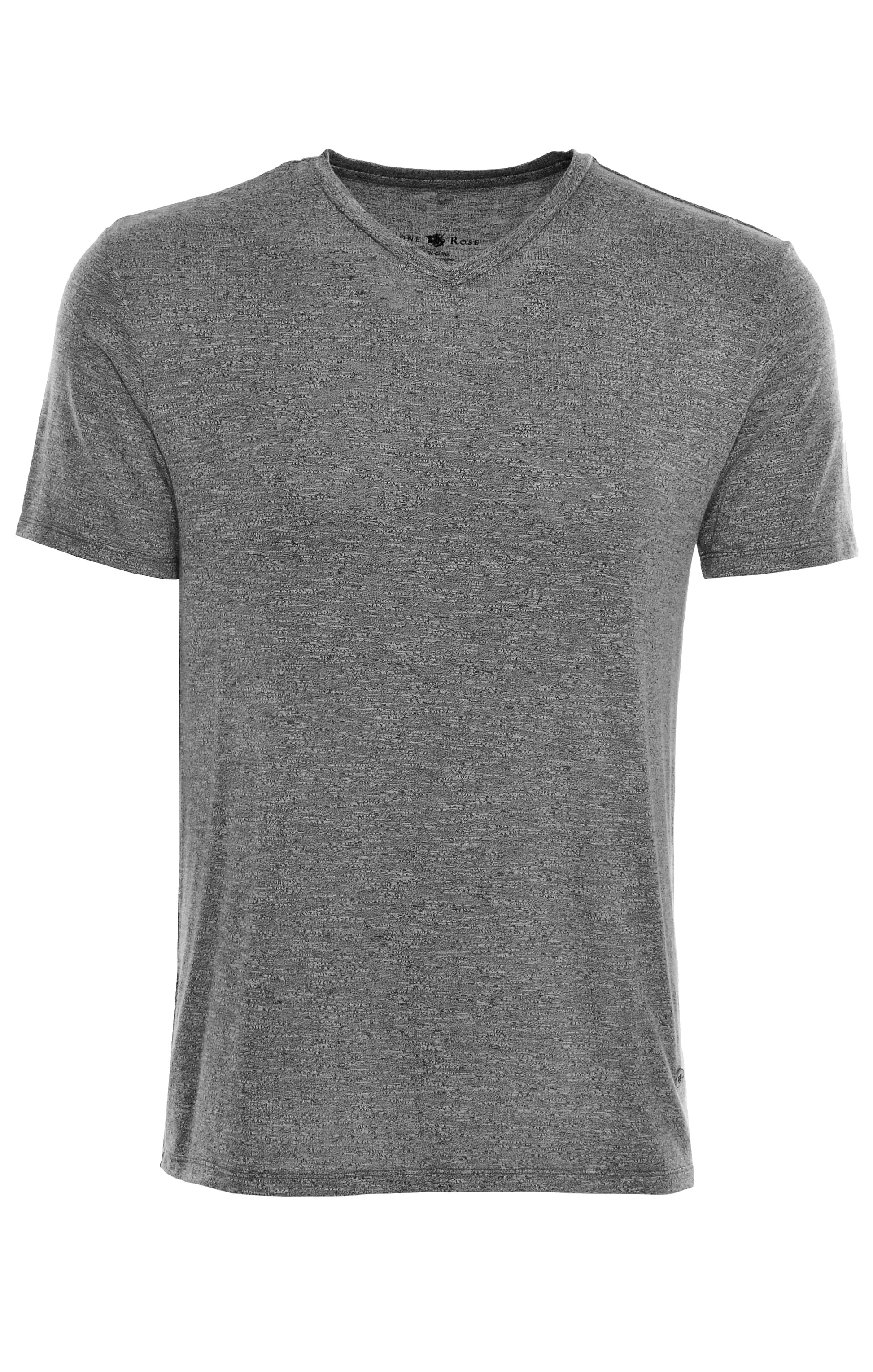 Grey Light Flame Knit V-Neck T-Shirt-Stone Rose