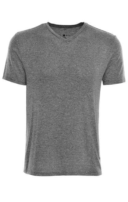 Grey Light Flame Knit V-Neck T-Shirt-Stone Rose