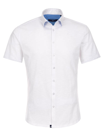 White Flame Knit Short Sleeve Shirt-Stone Rose